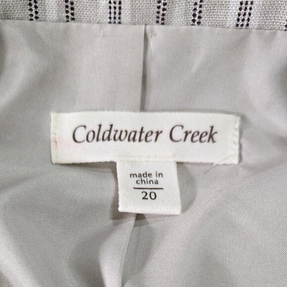 Coldwater Creek Linen Blend Cream Button Stripe Accent Blazer Preppy - Picture 8 of 9